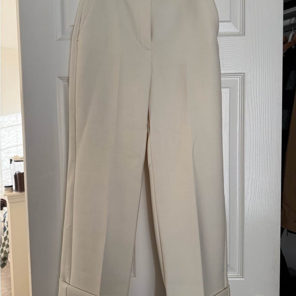 Sezane Classic Cream Wide-Leg Trousers